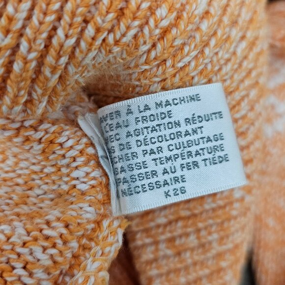 Claiborne Knit Long Sleeve Crew Neck Cotton Orange And White Pull Over Sweater - Picture 6 of 6